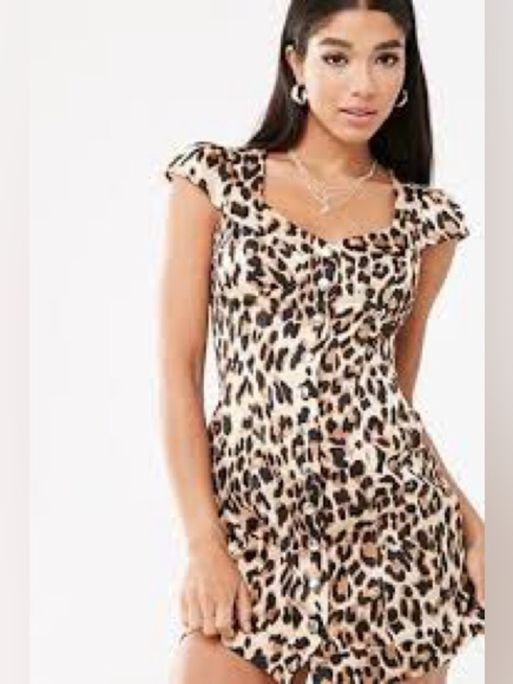 Guess Leopard-Print Mini Dress - Cream & Black